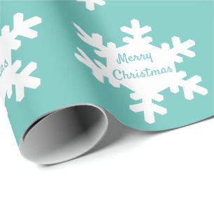 Papel De Presente Snowflake Pattern Teal White Feliz Natal 2023