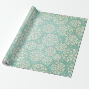 Papel De Presente Snowflake Rounds on Blue Wrappaper