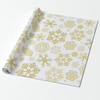 Papel De Presente Snowflakes. dourados
