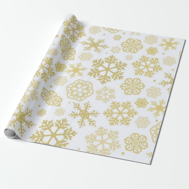 Papel De Presente Snowflakes. dourados (Desenrolado)