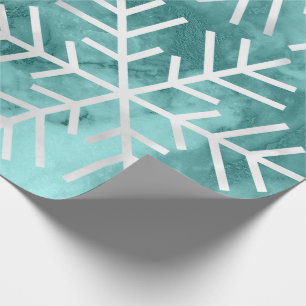 Papel De Presente Snowflakes Natal Feriado Marble Teal Aqua