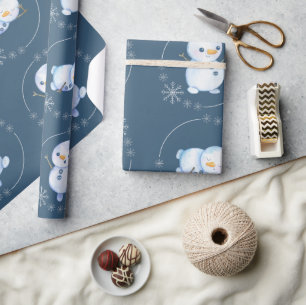 Papel De Presente "Snowman" 3 Tema Bonito de Snowman