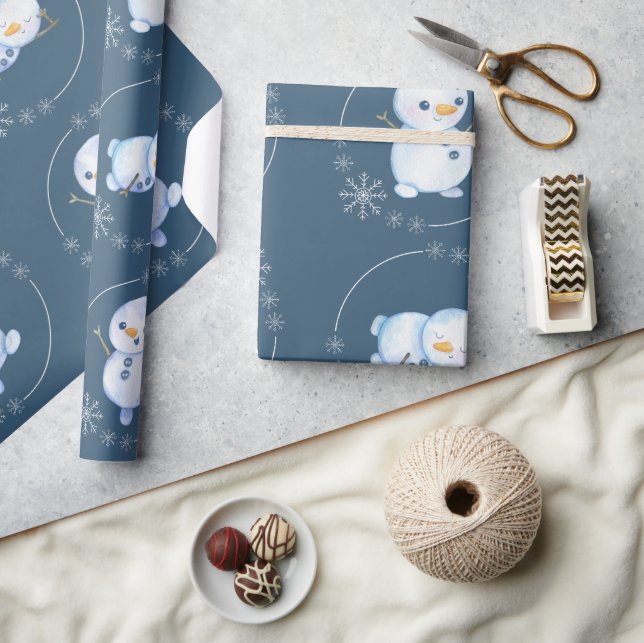Papel De Presente "Snowman" 3 Tema Bonito de Snowman (Artesanato)