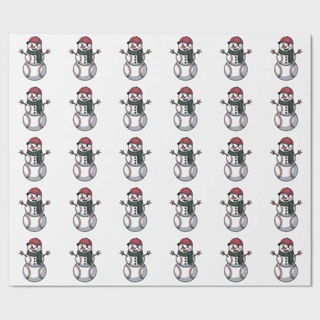 Papel De Presente Snowman Baseball Papais noeis de Natal Baseball Ba (Aberto)