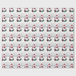 Papel De Presente Snowman Com presentes em Watercolor