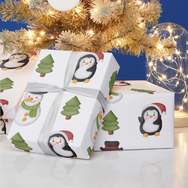 Papel De Presente Snowman de Natal e Pinguim (Feriados)