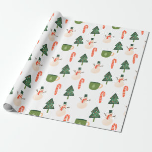 Papel De Presente Snowman e Candy Cane