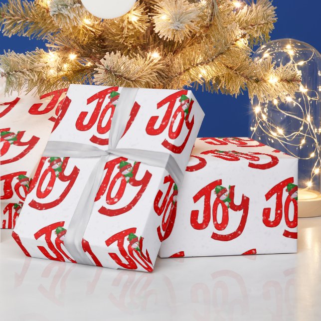 Papel De Presente Snowman e Joy em flocos de neve (Feriados)