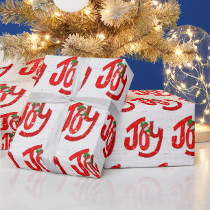 Papel De Presente Snowman e Joy sobre madeira