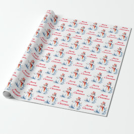 Papel De Presente Snowman Felry Natal Feriado Festivo Patterado
