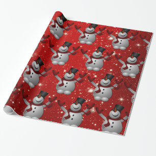 Papel De Presente Snowman Pattern