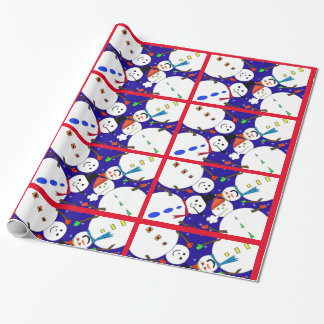 Papel De Presente Snowman Red Christmas Wrappaper