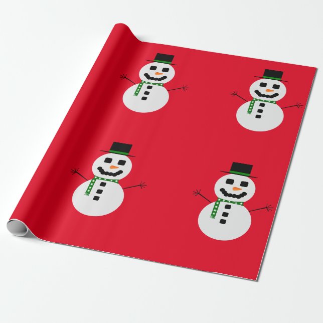 Papel De Presente Snowman Red Wraptor Paper (Desenrolado)