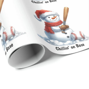 Papel De Presente Snowman Slugger Chillin' na Base