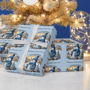 Papel De Presente Snowman Starry Night Christmas sobre uma estrela