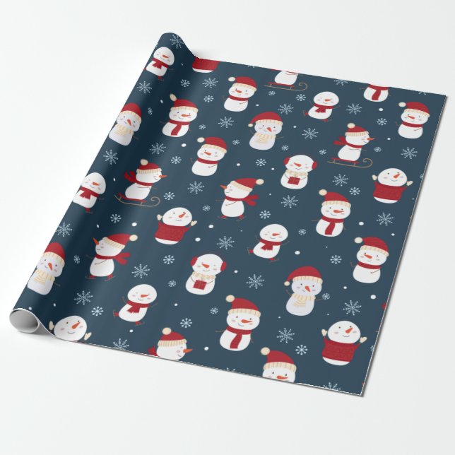 Papel De Presente Snowman Winter Hats (Desenrolado)