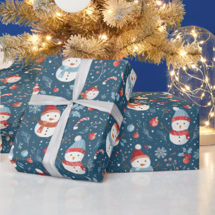 Papel De Presente Snowmen Snowflakes Candy Candi Natal Verde