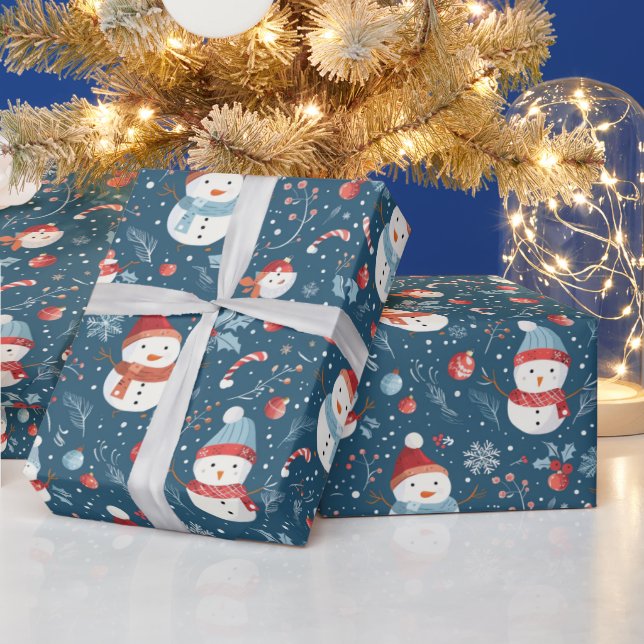 Papel De Presente Snowmen Snowflakes Candy Candi Natal Verde (Feriados)