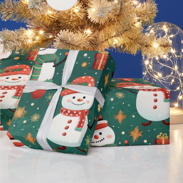 Papel De Presente Snowmen Snowflakes Enfeites de natal Natal (Feriados)
