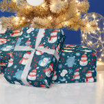 Papel De Presente Snowmen Snowflakes Greenery Blue Christmas<br><div class="desc">Adicione um toque lúdico e animador aos presentes de Natal com este adorável papel azul de embrulho de Natal. O brilhante pano de fundo azul estabelece o palco perfeito para um padrão divertido e moderno, com bonitos bonitos bonitos modismos, delicados flocos de neve, fofinhos de ursos peludos, e um verde...</div>