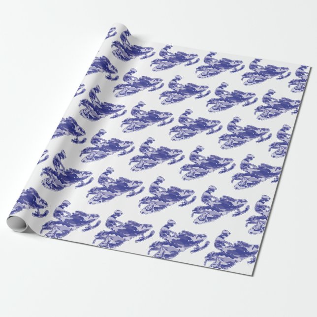 Papel De Presente Snowmobile em Blue Camouflage (Desenrolado)