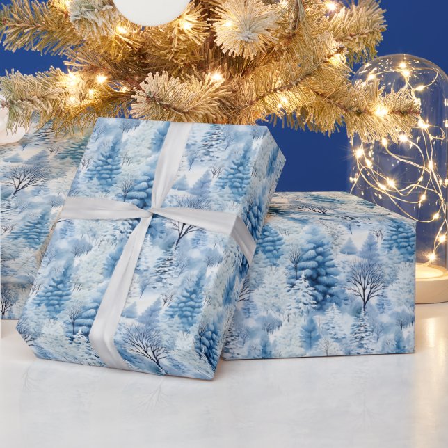 Papel De Presente Snowy Árvores de Natal com prego (Feriados)