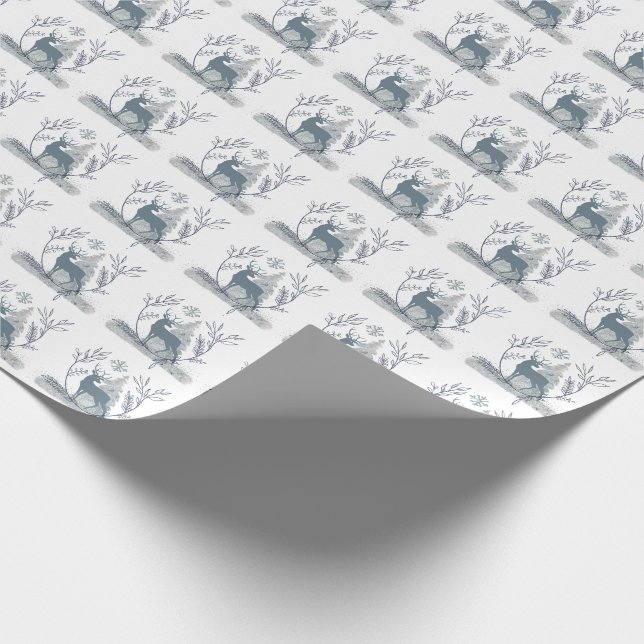 Papel De Presente Snowy Glitter Deer Winter Solstice Gift (Ponta)