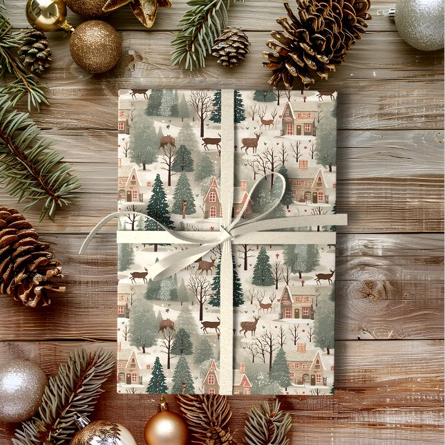 Papel De Presente Snowy Village Cream (Criador carregado)