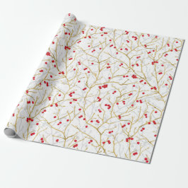 Papel De Presente Snowy Winterberry — Coordenação de Natal