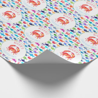 Papel De Presente Sob o Chá de fraldas de Aniversário do Peixe Arco-