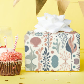 Papel De Presente Sob o Mar Aniversário, Padrão de Sussurros Oceanos