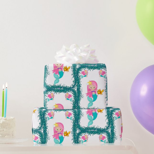 Papel De Presente Sob o mar Sereia (Presentes para festas)