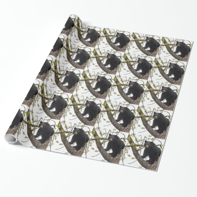 Papel De Presente Sobe Urso Negro (Desenrolado)