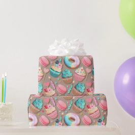 Papel De Presente Sobremesas Doces de Celebração