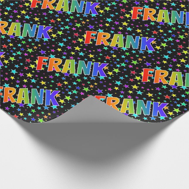 Papel De Presente Sobrenome Arco-Íris "FRANK" + Estrelas (Ponta)