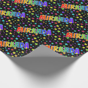 Papel De Presente Sobrenome Arco-Íris "MIRANDA" + Estrelas