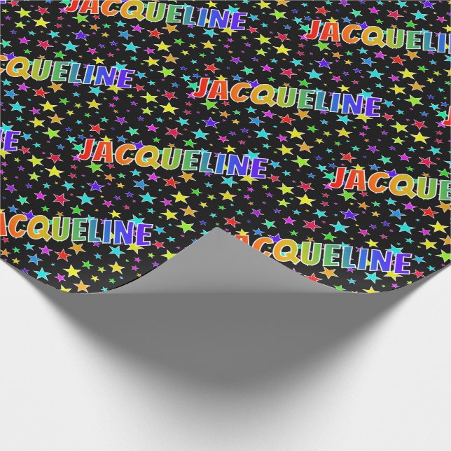 Papel De Presente Sobrenome Jacqueline "JACQUELINE" + Estrelas (Ponta)
