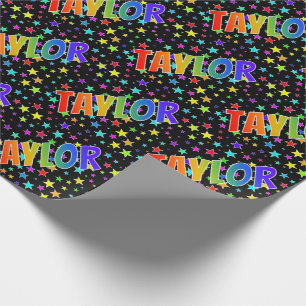 Papel De Presente Sobrenome Taylor "TAYLOR" + Estrelas
