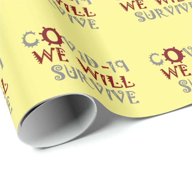 Papel De Presente Sobreviveremos à COVID-19 - Força e Resiliência (Ponta do rolo)