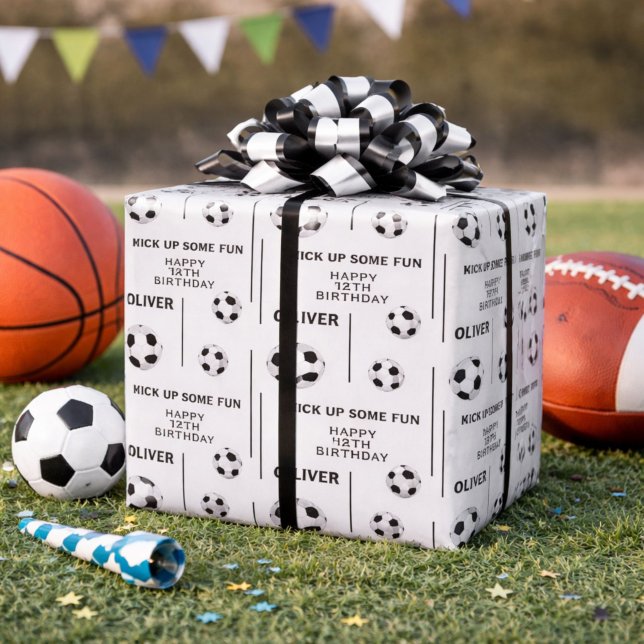 Papel De Presente Soccer Ball Football Sports Kids Birthday Party (Criador carregado)