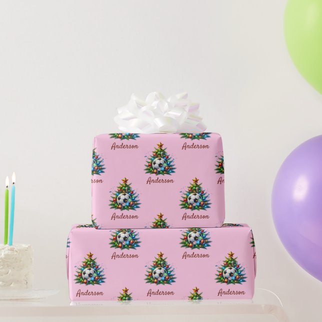 Papel De Presente Soccer Wrapping Paper Christmas Custom Name Gift (Presentes para festas)