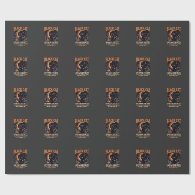 Papel De Presente Sociedade Humana Black Cat Halloween Crescente Lua (Aberto)