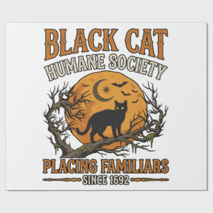 Papel De Presente Sociedade Humana Black Cat Halloween Lua Cheia Mor