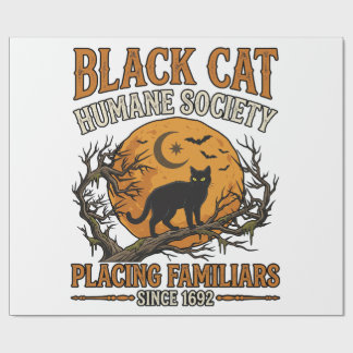 Papel De Presente Sociedade Humana Black Cat Halloween Lua Cheia Mor