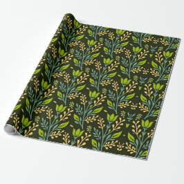 Papel De Presente Sofisticado design de padrão floral azul e bege