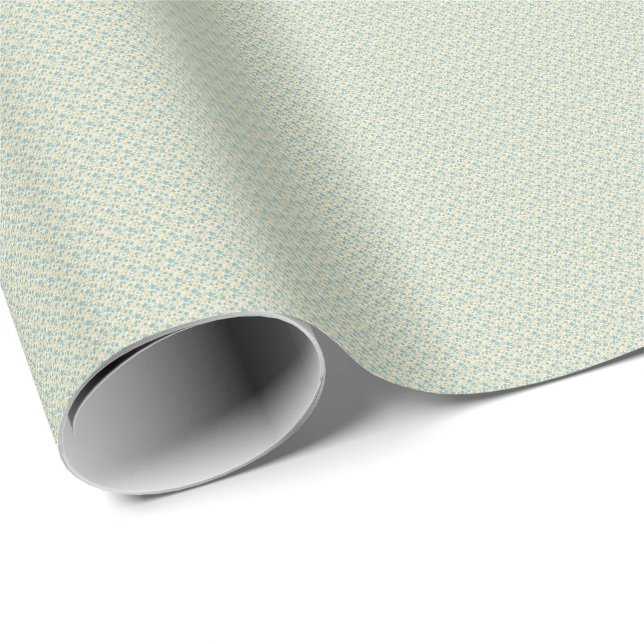 Papel De Presente Sofisticado Floral em Teal empoeirado e Mostarda d (Ponta do rolo)