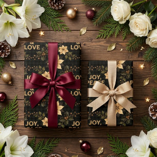 Papel De Presente Sofisticado Natal Alegria Paz & Amor Férias TMF26