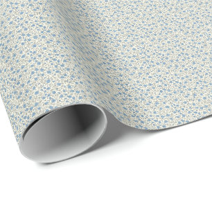 Papel De Presente Sofisticado Rosebud Vintage Pat Dusty Blue dos ano
