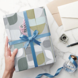 Papel De Presente Soft Grey Sage Balance Abstract Pattern