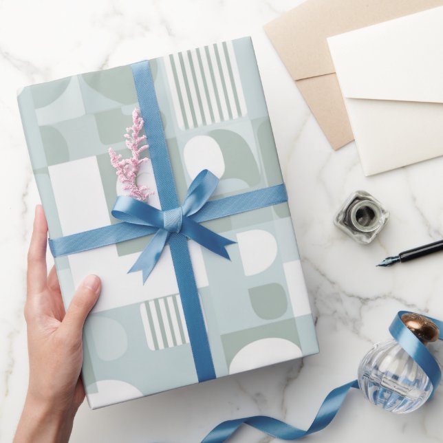 Papel De Presente Soft Grey Sage Balance Abstract Pattern (Presentear)